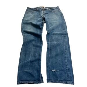 Naked & Famous Denim Mens Blue Selvedge Straight Leg Button Fly Jeans Size 35